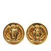 Chanel Gold Plated CC Round Clip on Earrings Secondhand