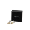Chanel CC Silver Plated Enamel Round Drop Hoop Push Back Earrings Secondhand