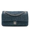 Secondhand Chanel Large Embroidered Denim Camellia Flap