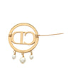 Dior Gold Plated Faux Pearl and Rhinestone CD Logo Round Brooch Secondhand