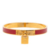 Hermès Gold Plated Epsom Kelly Cadena Lock Bangle Bracelet Secondhand