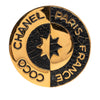 Chanel Gold Plated Enamel Coco Star Logo Round Brooch Secondhand