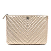 Chanel Medium Chevron Metallic Calfskin O Case Clutch Secondhand