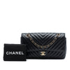 Chanel Medium Classic Chevron Crumpled Calfskin Double Flap Secondhand