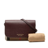 Secondhand Burberry Grained Calfskin and House Check Canvas Hampshire Wallet on Chain