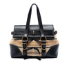 Saint Laurent Woven Raffia and Leather Maia Padlock Handbag Secondhand
