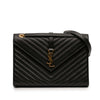 Saint Laurent Large Chevron Grain de Poudre Monogram Envelope Bag Secondhand