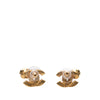Chanel CC Gold Plated Bicolor Enamel Flower Bullet Back Earrings Secondhand