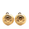 Chanel Gold Plated CC Round Clip On Earrings Secondhand