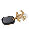 Chanel CC Gold Plated Strass and Resin No 5 Drop Push Back Earrings Secondhand
