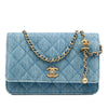 Chanel CC Quilted Denim Pearl Crush Wallet On Chain Secondhand