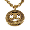 Chanel CC Gold Plated Medallion Sunburst Pendant Necklace Secondhand