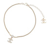 Chanel Gold Plated CC Rhinestone Pendant Necklace Secondhand