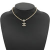 Chanel Gold Plated CC Rhinestone Pendant Necklace Secondhand
