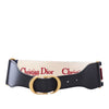 Dior Leather and Embroidered Canvas Wide Belt Secondhand