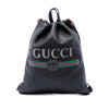 Gucci Grained Calfskin Web Logo Drawstring Backpack Secondhand