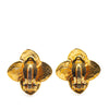 Chanel Gold Plated CC Clover Clip On Earrings Secondhand