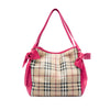 Burberry Small Haymarket Check Coated Canvas and Calfskin Canterbury Bow Tote Secondhand