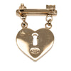 Chanel CC Gold Plated Strass Heart Lock and Key Brooch Secondhand