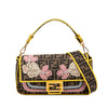 Fendi Zucca Embroidered Canvas Floral Baguette Satchel Secondhand