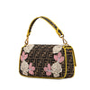 Fendi Zucca Embroidered Canvas Floral Baguette Satchel Secondhand