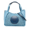 Stella McCartney Embroidered Leather Logo Straw Convertible Tote Secondhand
