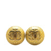 Chanel Gold Plated CC Round Clip on Earrings Secondhand