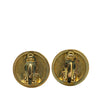 Chanel Gold Plated CC Round Clip on Earrings Secondhand