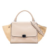 Celine Medium Drummed Calfskin and Suede Trapeze Satchel Secondhand