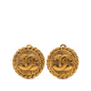 Chanel CC Gold Plated Sunburst Round Clip On Earrings Secondhand
