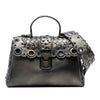 Bottega Veneta Small Intrecciato Trimmed Metallic Nappa Grommet Piazza Satchel Secondhand