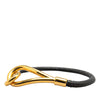Hermès Gold Plated and Leather Jumbo Hook Bracelet Secondhand
