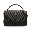Saint Laurent Large Sheepskin Chevron Monogram Monochrome College Bag Secondhand
