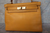 Secondhand Hermes Kelly Handbag Yellow Courchevel with Gold Hardware