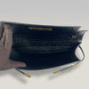 Secondhand Saint Laurent Manhattan Medium Croc-Embossed Leather Shoulder Bag in Dark Green with Gold Hardware-'20s