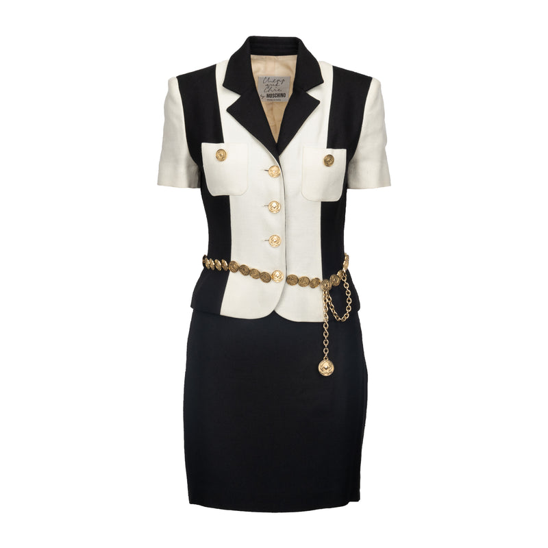 Secondhand Moschino Cheap and Chic Coin Belt Jacket and Skirt Set