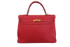 Secondhand Hermes Kelly Handbag Red Clemence with Gold Hardware