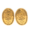 Secondhand Chanel CC Gold Plated Crown Oval Clip On Earrings