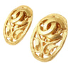 Secondhand Chanel CC Gold Plated Oval Clip On Earrings