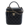 Secondhand Chanel CC Quilted Caviar Top Handle Vanity Case with Chain