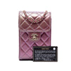Secondhand Chanel CC Quilted Iridescent Lambskin Phone Holder with Chain