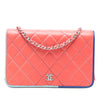 Secondhand Chanel CC Quilted Lambskin Multicolor Border Full Flap Wallet on Chain