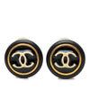 Secondhand Chanel CC Resin and Gold Plated Button Clip On Earrings