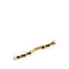 Secondhand Chanel Gold Plated and Calfskin Logo Plate Chain Bracelet