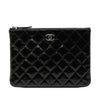 Secondhand Chanel Small Quilted Crinkled Patent O Case Clutch
