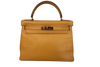 Secondhand Hermes Kelly Handbag Yellow Courchevel with Gold Hardware
