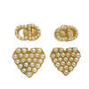 Secondhand Dior Gold Plated Faux Pearl CD Logo Heart Drop Bullet Back Earrings