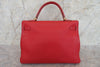Secondhand Hermes Kelly Handbag Red Clemence with Gold Hardware