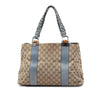 Secondhand Gucci Medium GG Canvas Bamboo Libeccio Tote