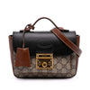 Secondhand Gucci Mini GG Supreme and Calfskin Padlock Flap Pocket Satchel